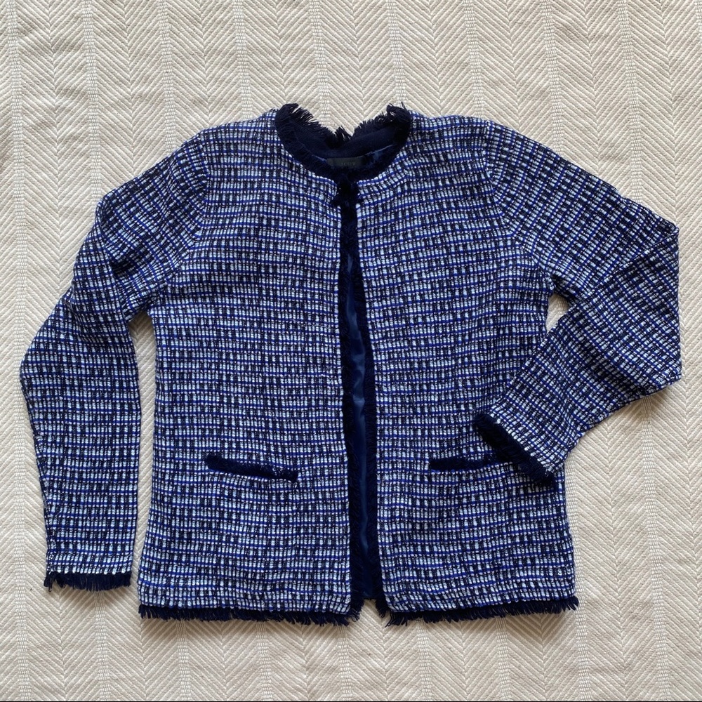 J. Crew navy/black/blue woven tweed lady sweater